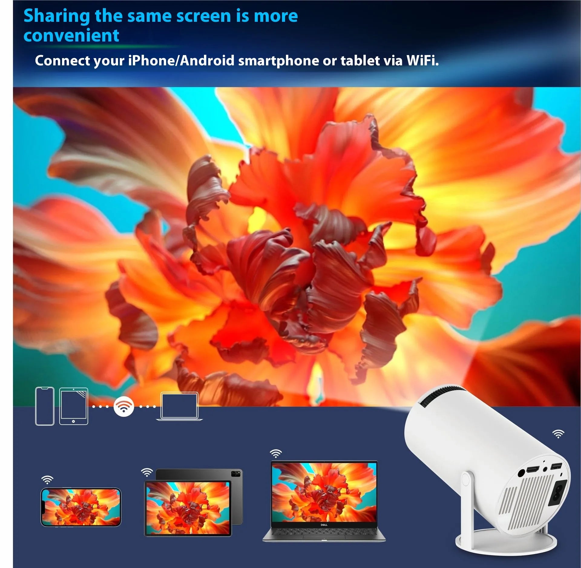 HY300 Pro Projector Home Theater Entertainment Portable Small Projector - M&O supplier